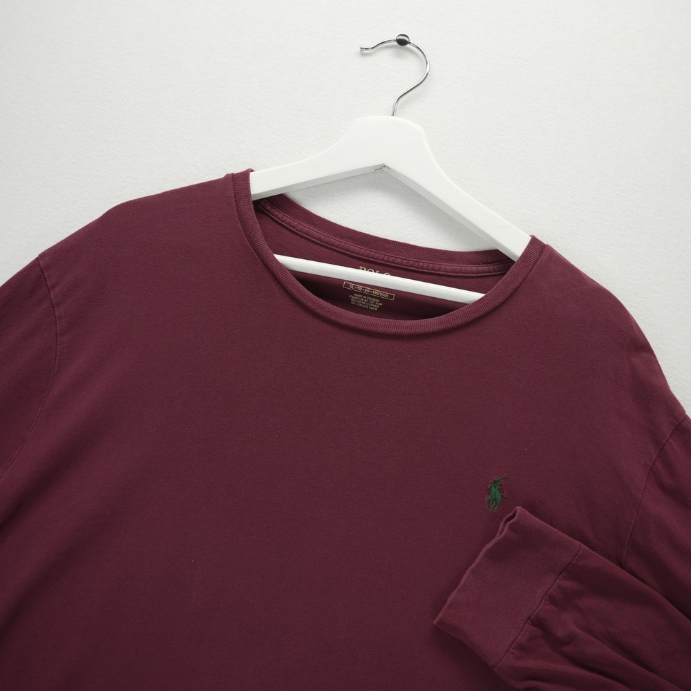 Polo Ralph Lauren‎ Mens Long Sleeve T-Shirt XL Burgundy Maroon Cotton Crew Neck